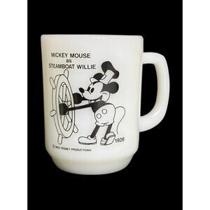 Walt Disney Pepsi Collector Series Mickey Mouse as Steamboat Willie Milk Glass